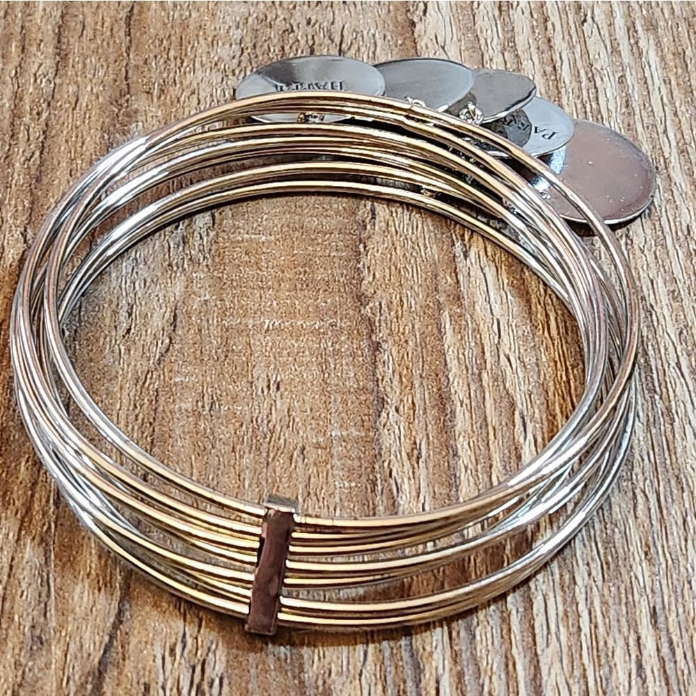 Partylite Silver Plated Inspirational Charm Multi Bangle Bracelet View 2